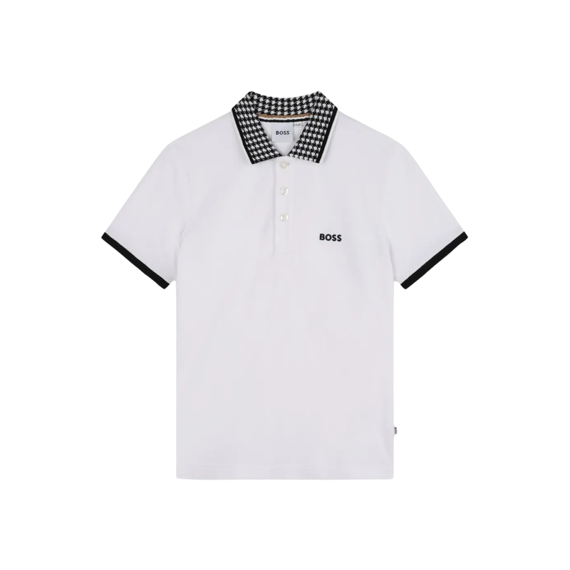 BOSS Kids Houndstooth-Collar Polo Shirt