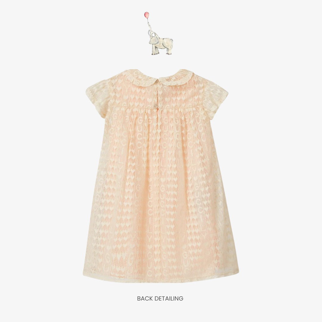 Gucci Logo Lace Dress in Cotton | 3Y