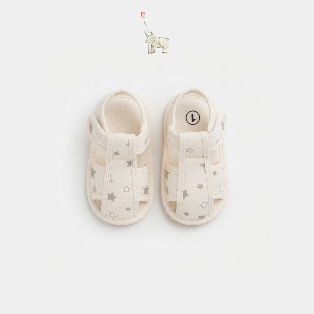 Mammyeve Baby Sandals Shoes 1Y | Cream Star Pattern