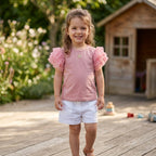 There Was One Kids Top Ruffle Pink |4Y