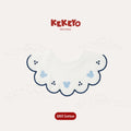 Kekeyo Baby Bibs - Scalloped Navy Trim with Blue Mouse Motif