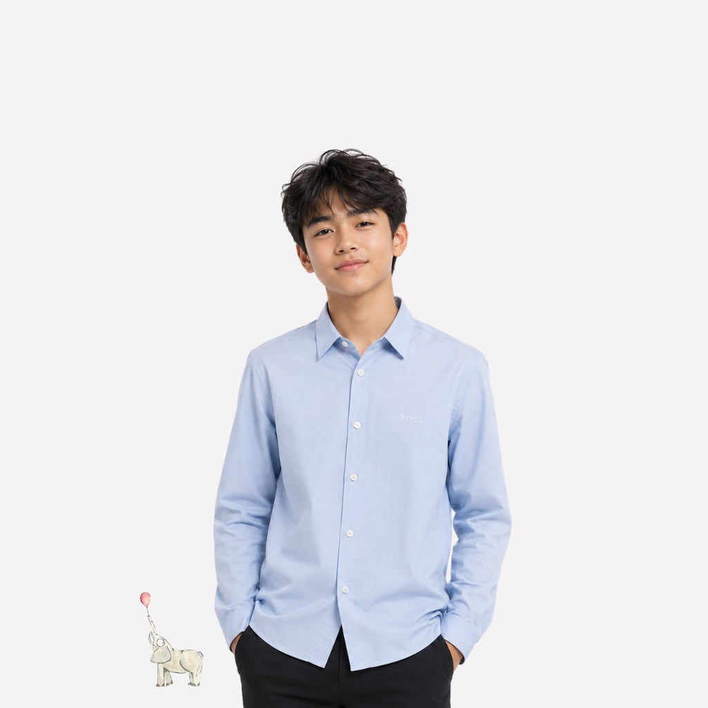 Boss Shirt Blue Long Sleeve