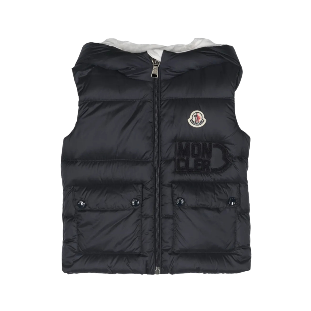 Moncler Kids Amy Quilted Down Gilet in Navy Blue