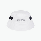 Boss KIds Logo Print Bucket Hat in White
