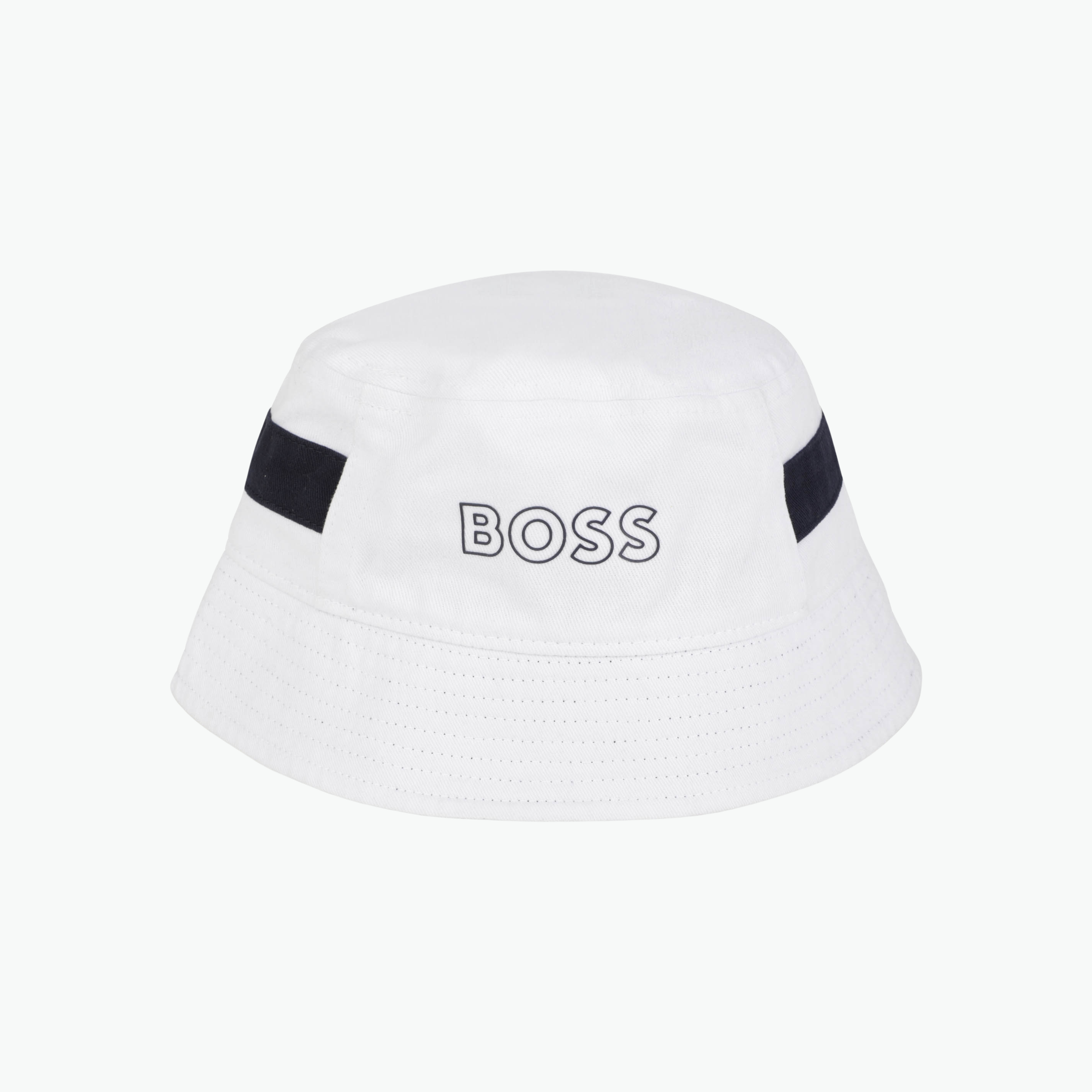 Boss KIds Logo Print Bucket Hat in White