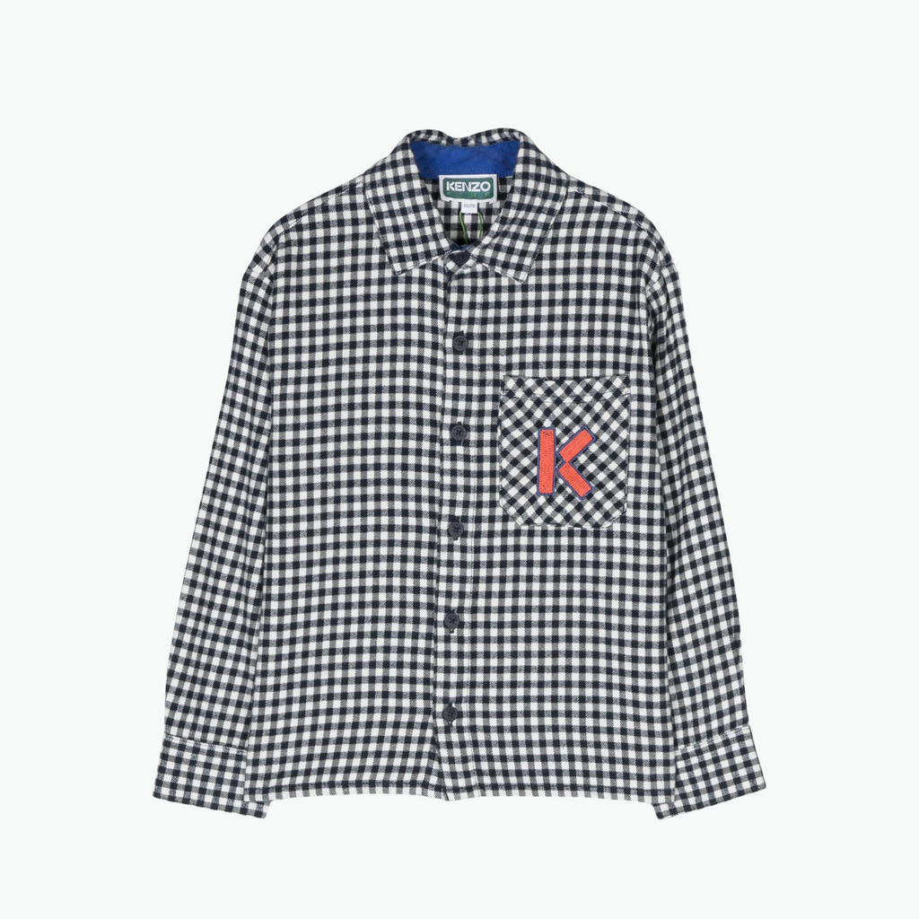Kenzo Vichy Check Shirt With A Red Patch 'K'