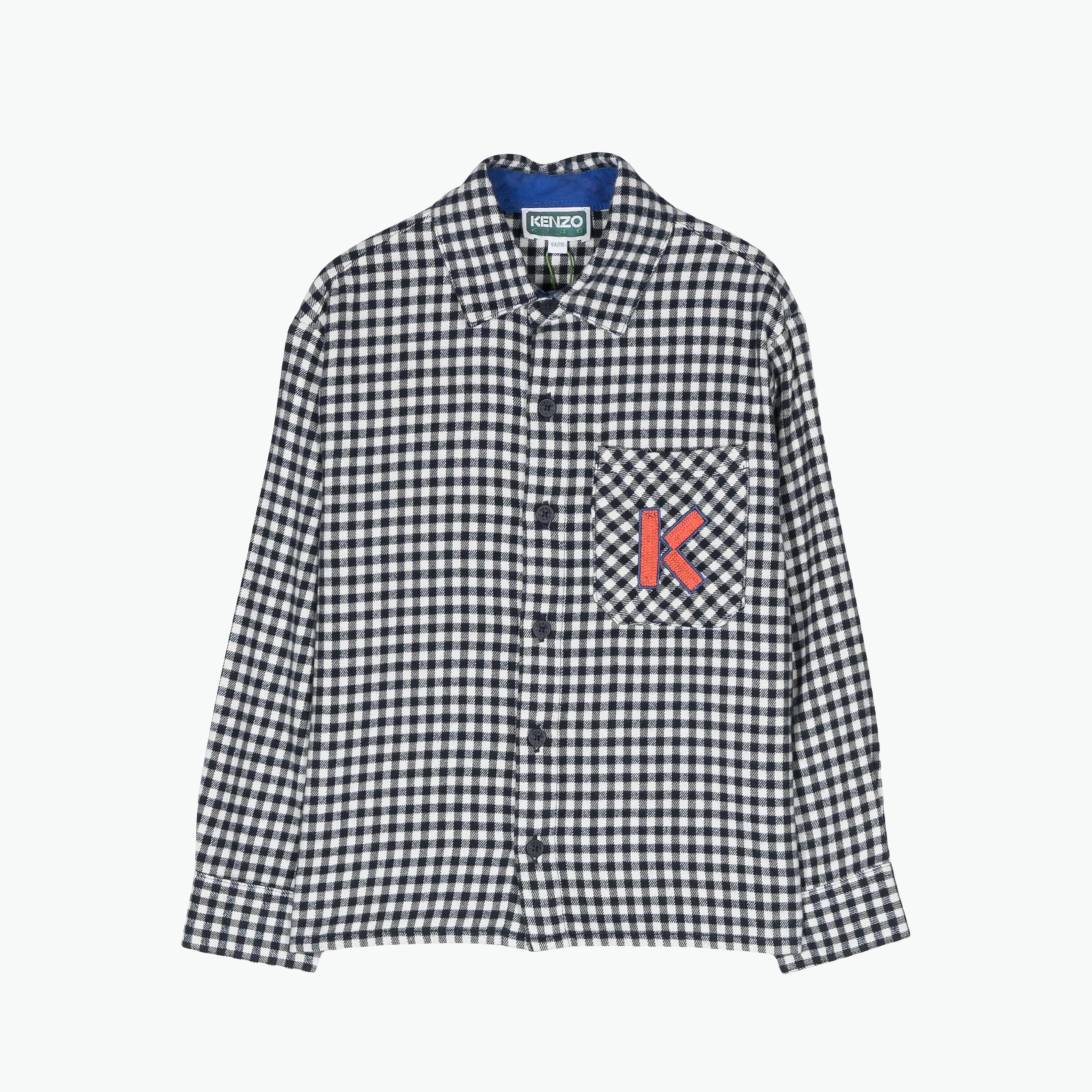 Kenzo Vichy Check Shirt With A Red Patch 'K'
