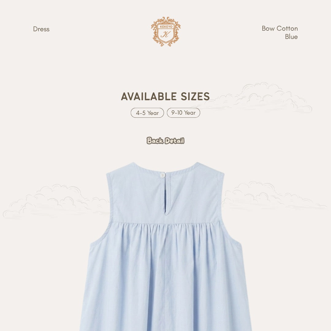 Kekeyo Dress Bow Cotton Blue | 4-5Y 9-10Y
