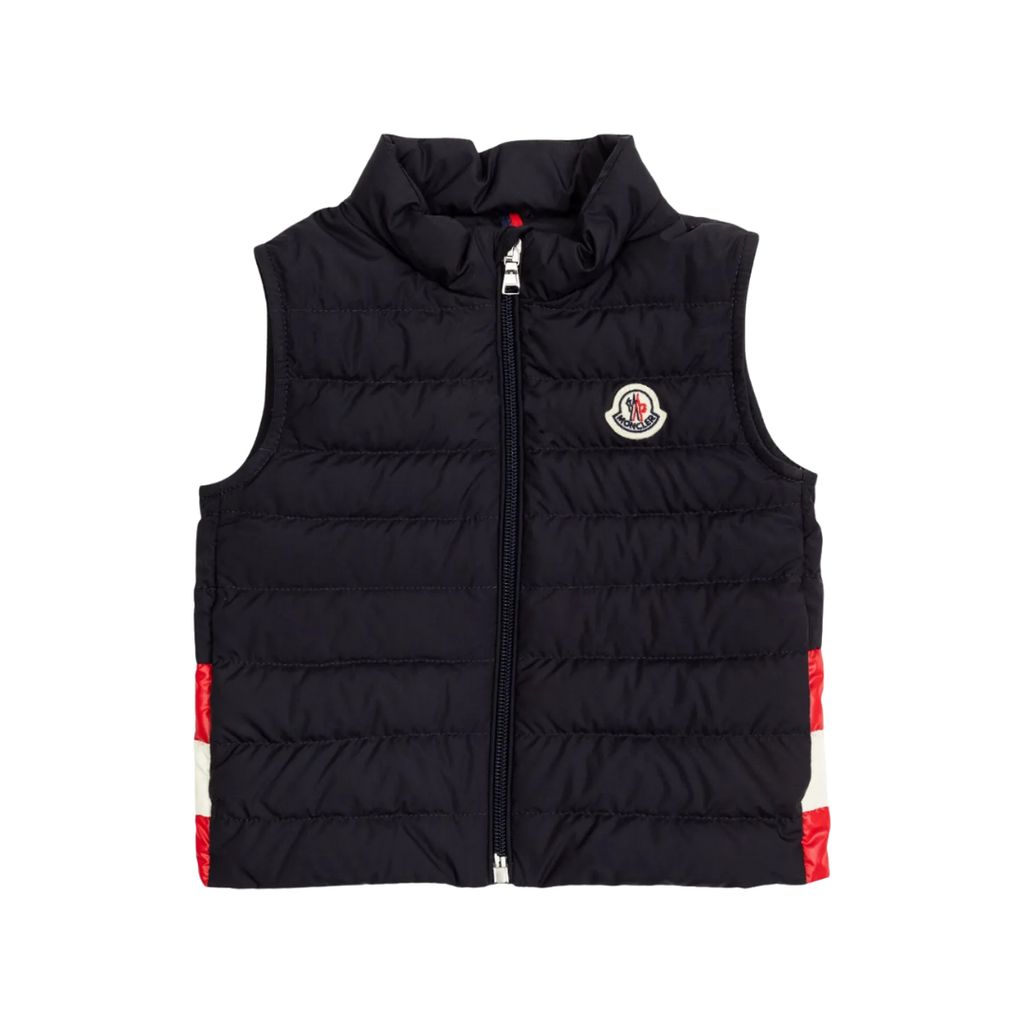 Moncler Kids Logo Print Vest in Navy Blue
