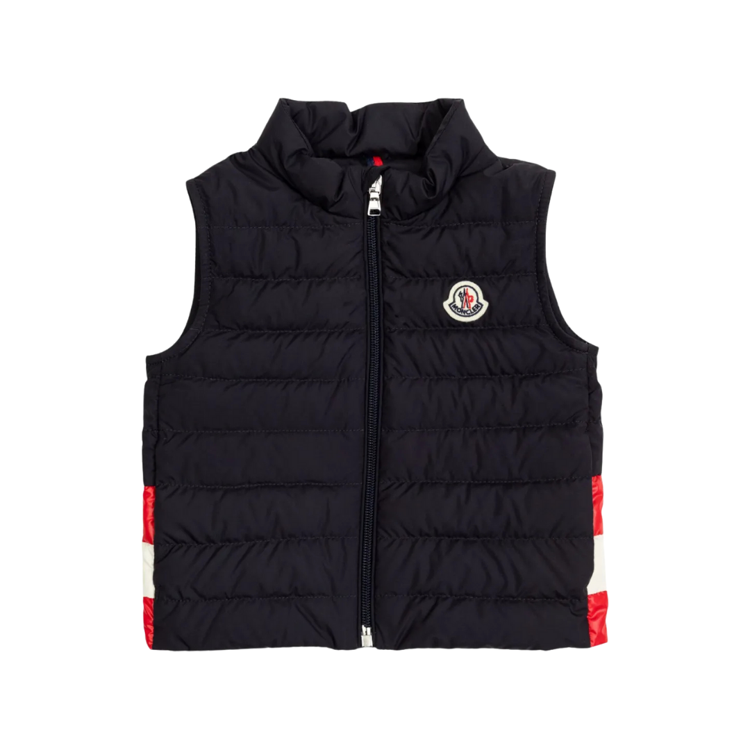 Moncler Kids Logo Print Vest in Navy Blue