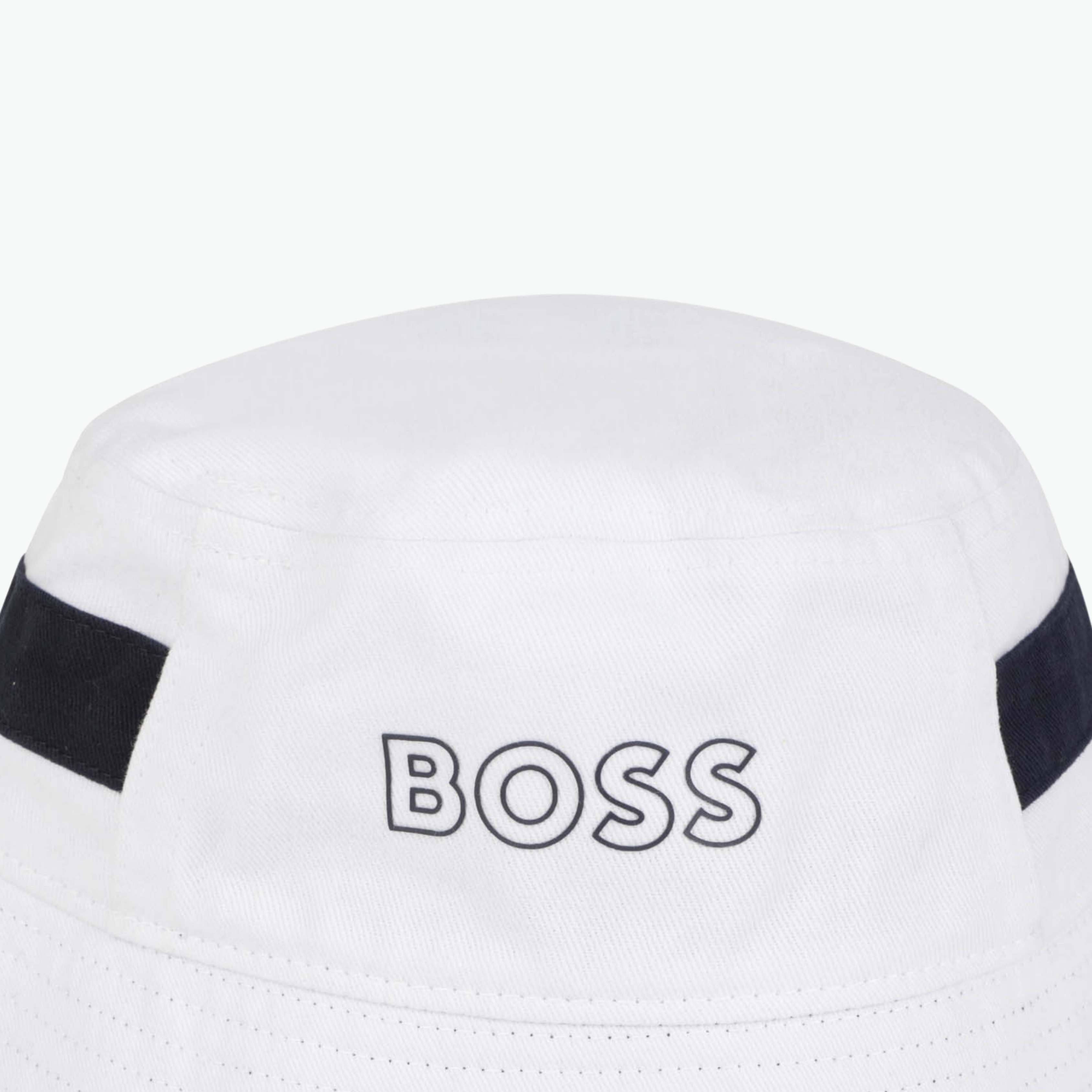 Boss KIds Logo Print Bucket Hat in White