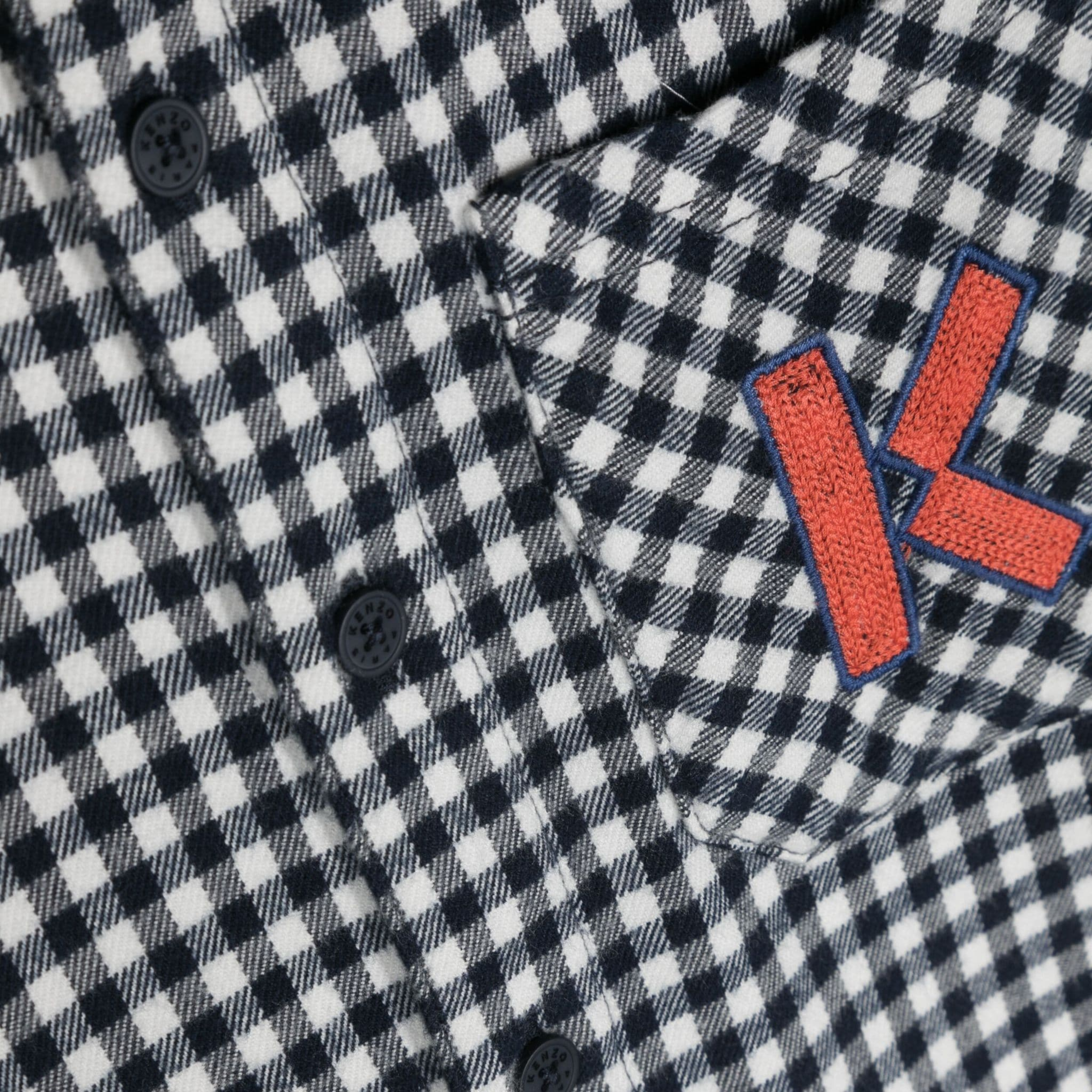 Kenzo Vichy Check Shirt With A Red Patch 'K'