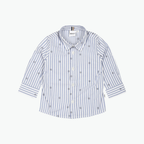 Boss Kids Logo Print Striped Cotton Shirt