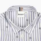 Boss Kids Logo Print Striped Cotton Shirt