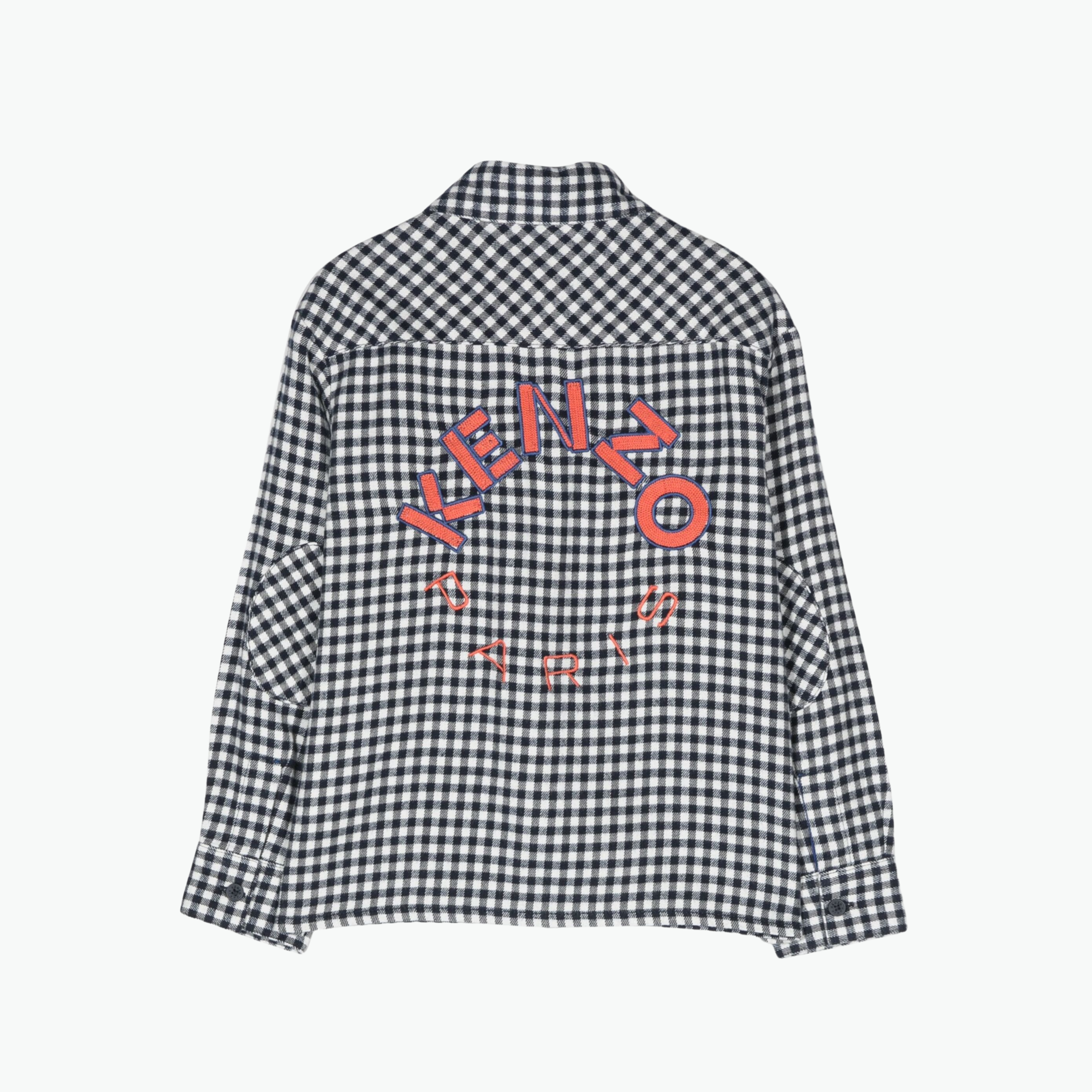 Kenzo Vichy Check Shirt With A Red Patch 'K'