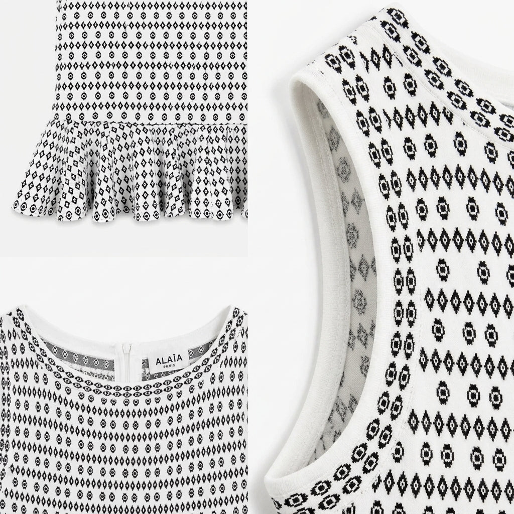ALAÏA Midi Dress White Black L