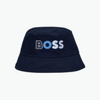Boss Kids Logo Print Bucket Hat in Navy