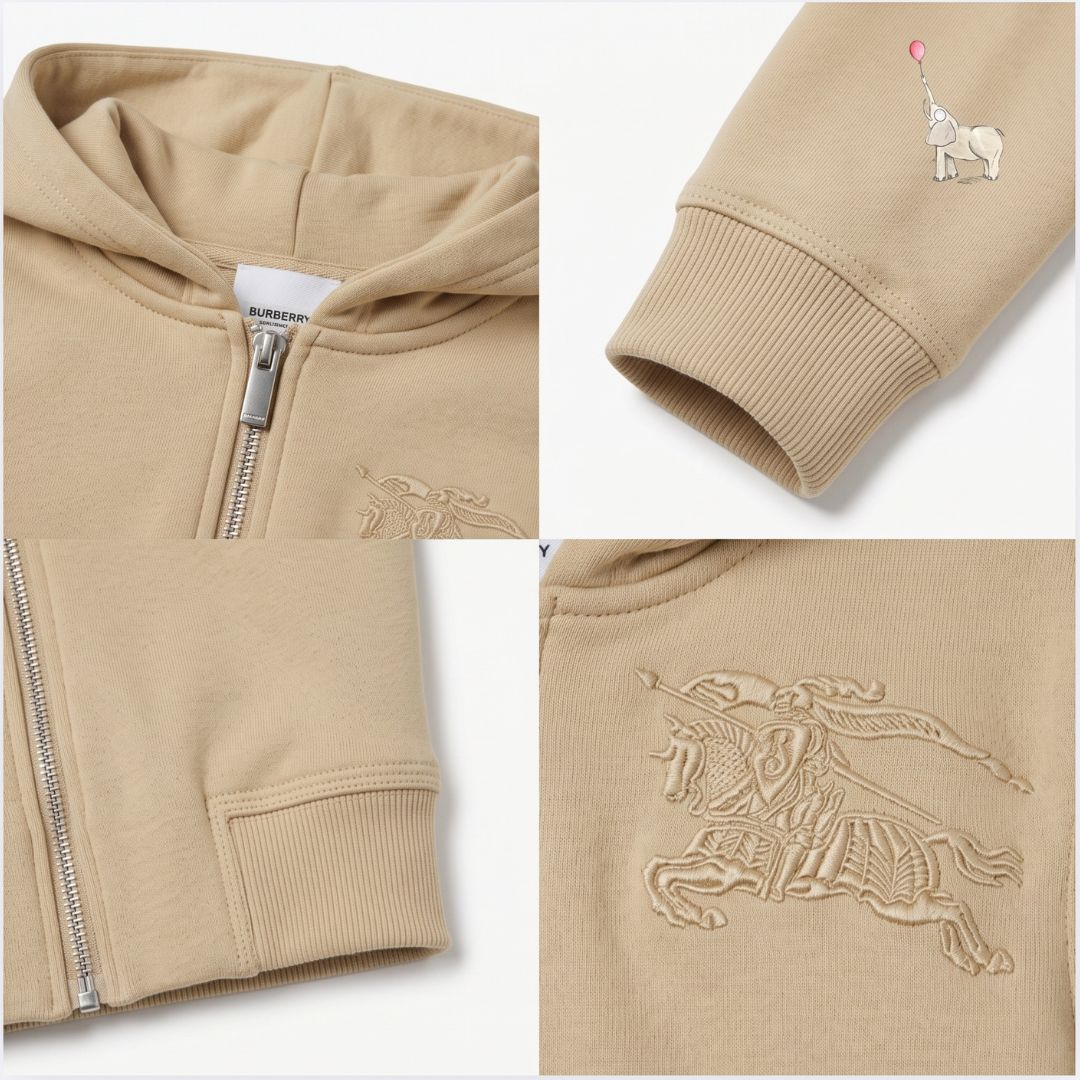 Burberry EKD Cotton Hoodie Beige Size 12Y | Babybrandedshop