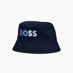 Boss Kids Logo Print Bucket Hat in Navy