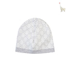 Gucci Intarsia-Knit Wool Beanie GG Logo Grey White Newborn | Babybrandedshop
