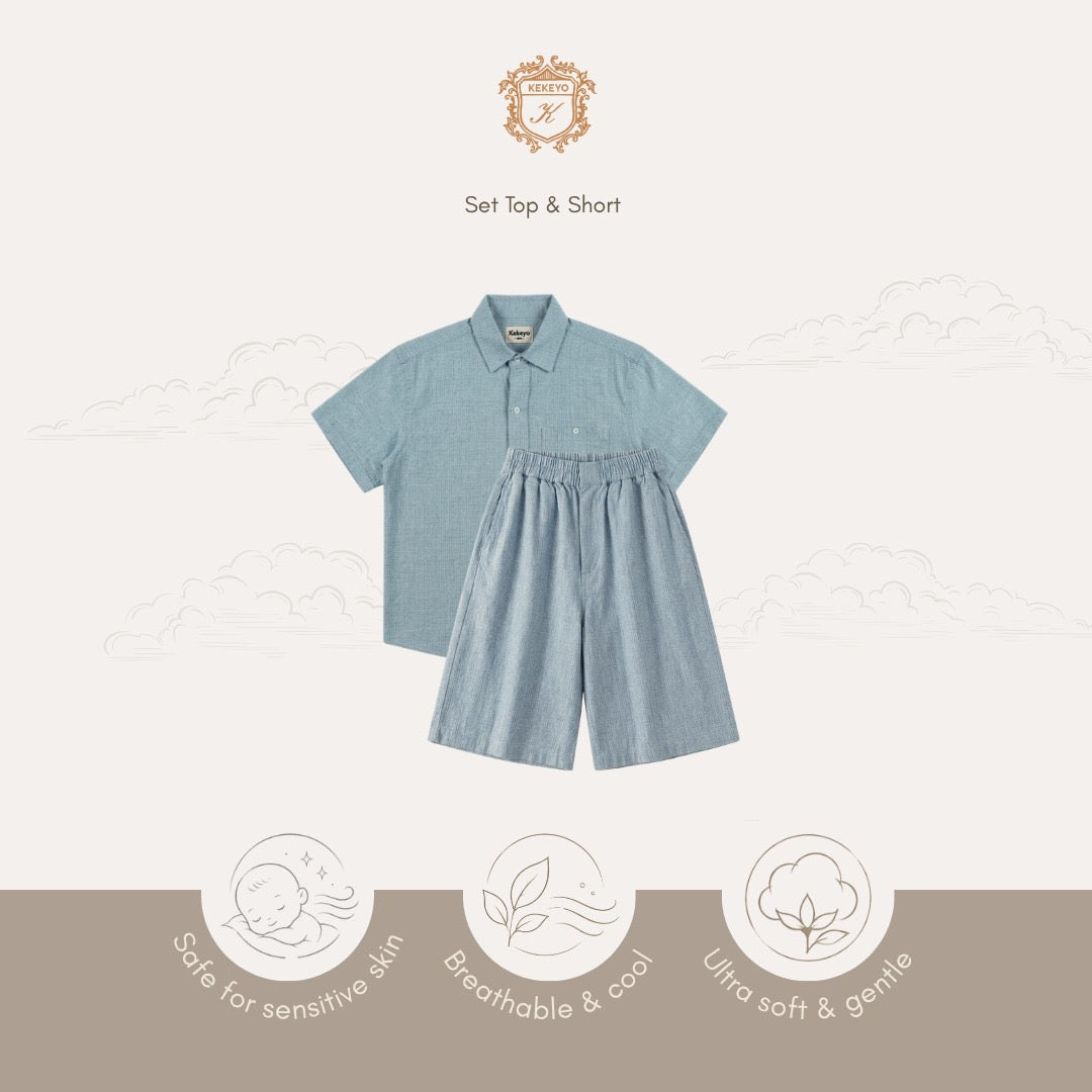 Kekeyo Denim Organic Cotton Top Pants Set | 4 - 14Y