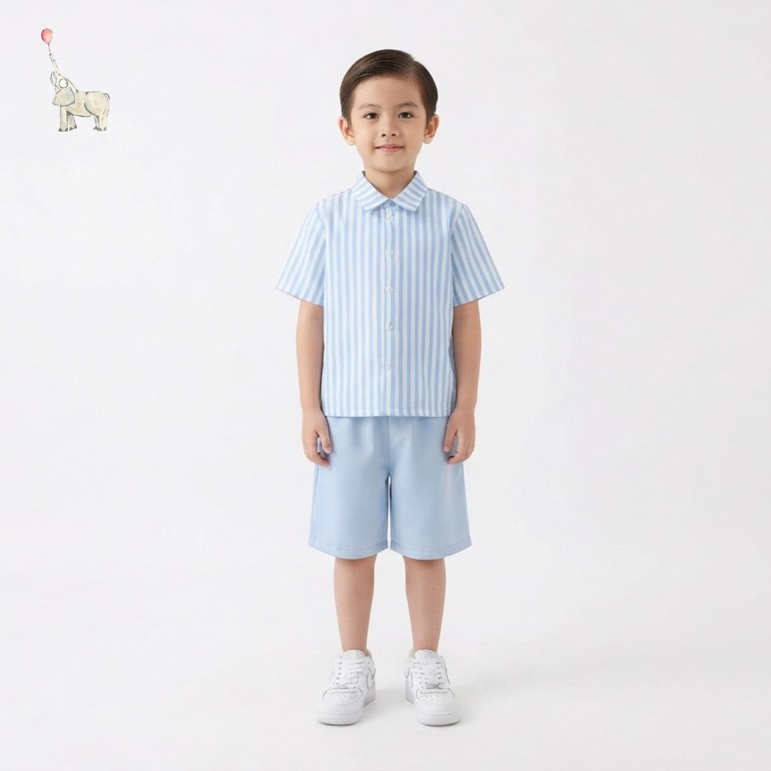 Kekeyo Zayon Blue Short-Sleeve Shirt & Shorts Set