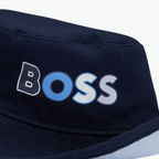 Boss Kids Logo Print Bucket Hat in Navy