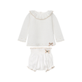 Paz Rodriguez Knitted Bloomer Set in White