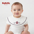Kekeyo Baby Bibs - White Red-Blue Trim Circus Tent Motif