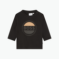 Boss Kids Long Sleeve Cotton T-shirt in Black