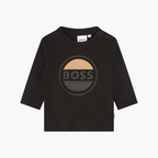 Boss Kids Long Sleeve Cotton T-shirt in Black