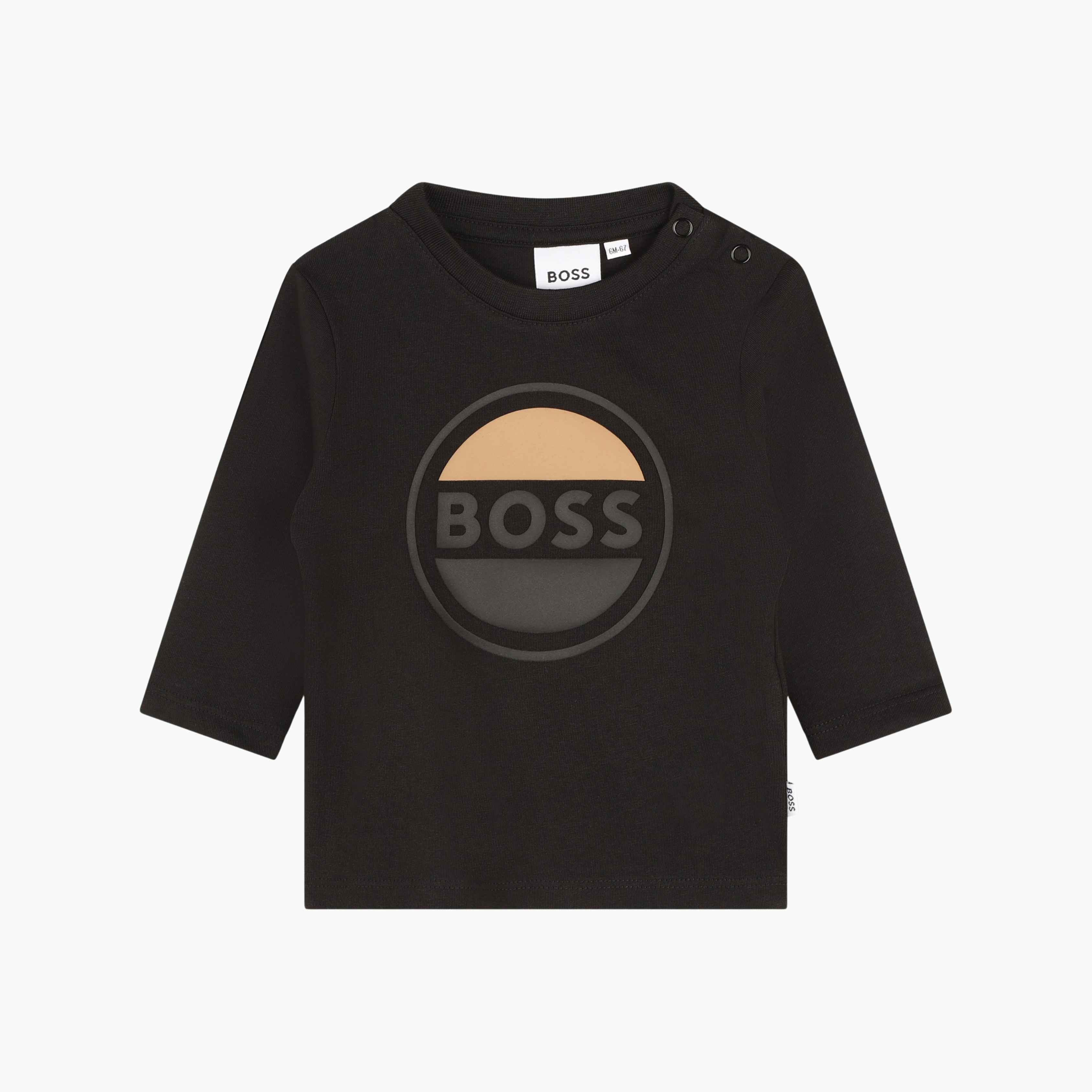 Boss Kids Long Sleeve Cotton T-shirt in Black
