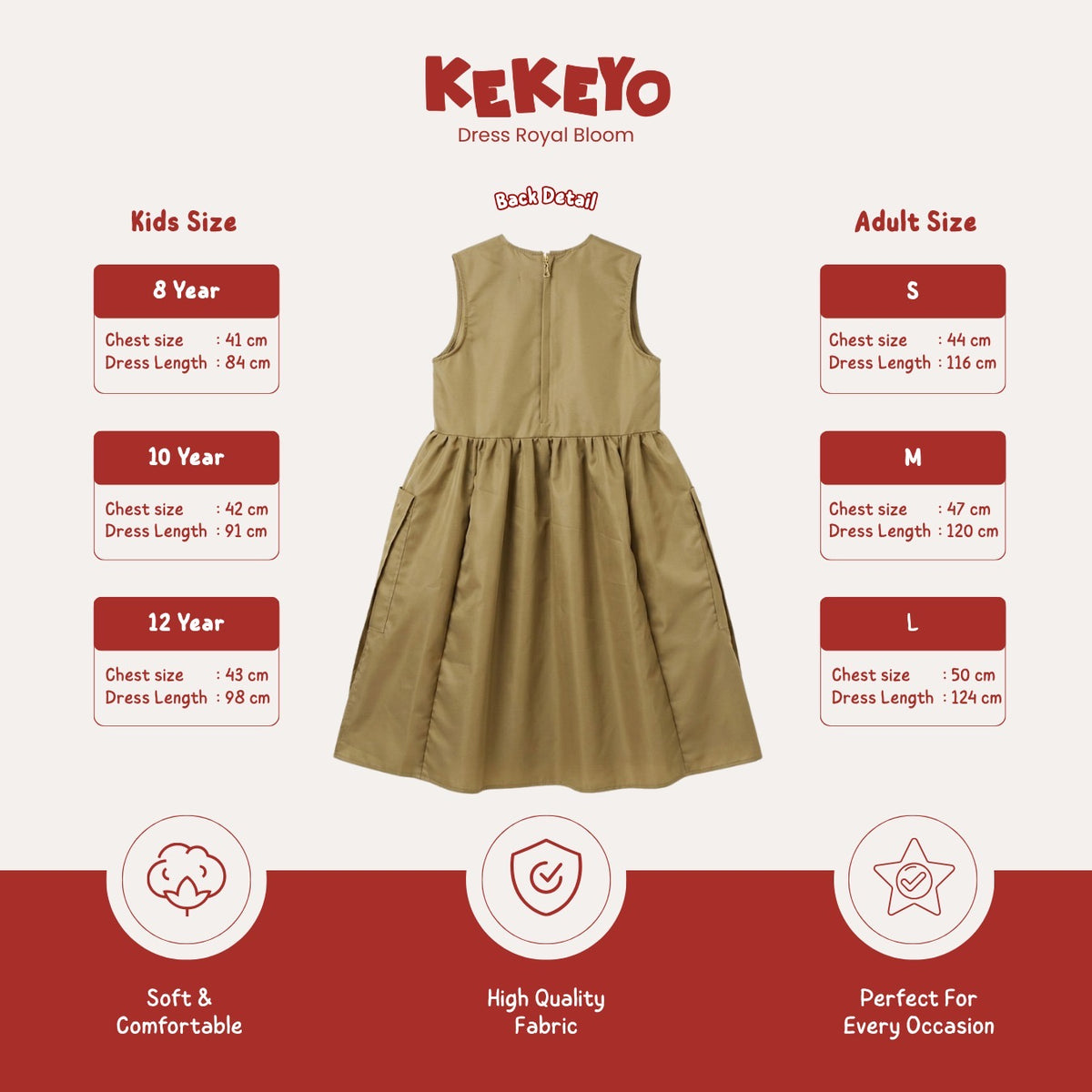 Kekeyo Dress Royal Bloom Coffe | 8Y 10Y 12Y S M L