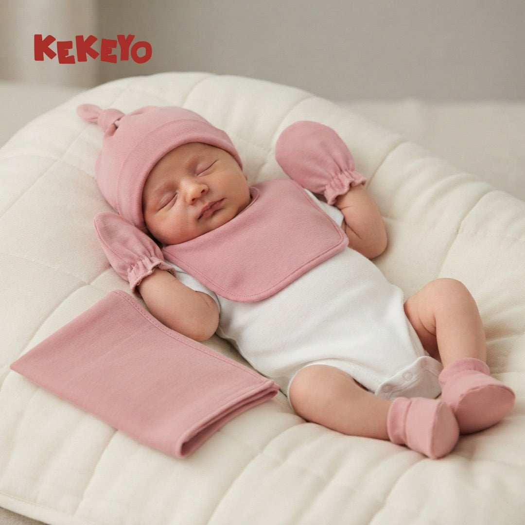 Kekeyo 5-in-1 Baby Essentials Gift Set 0-3M Newborn | Pink Series