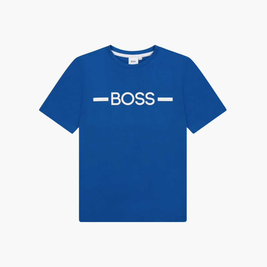 Boss Kids Logo Print T-shirt in Blue