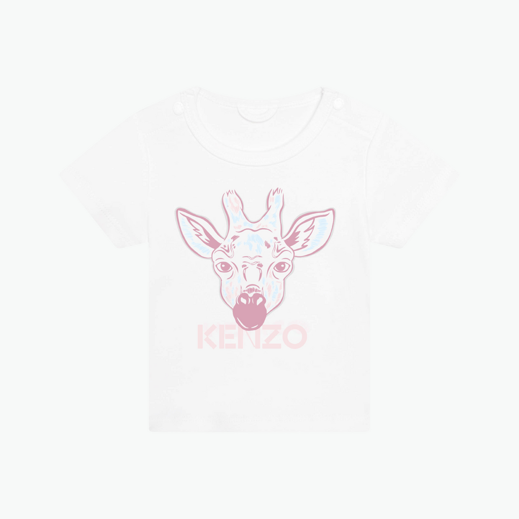 Kenzo Pink Deer T-Shirt in White