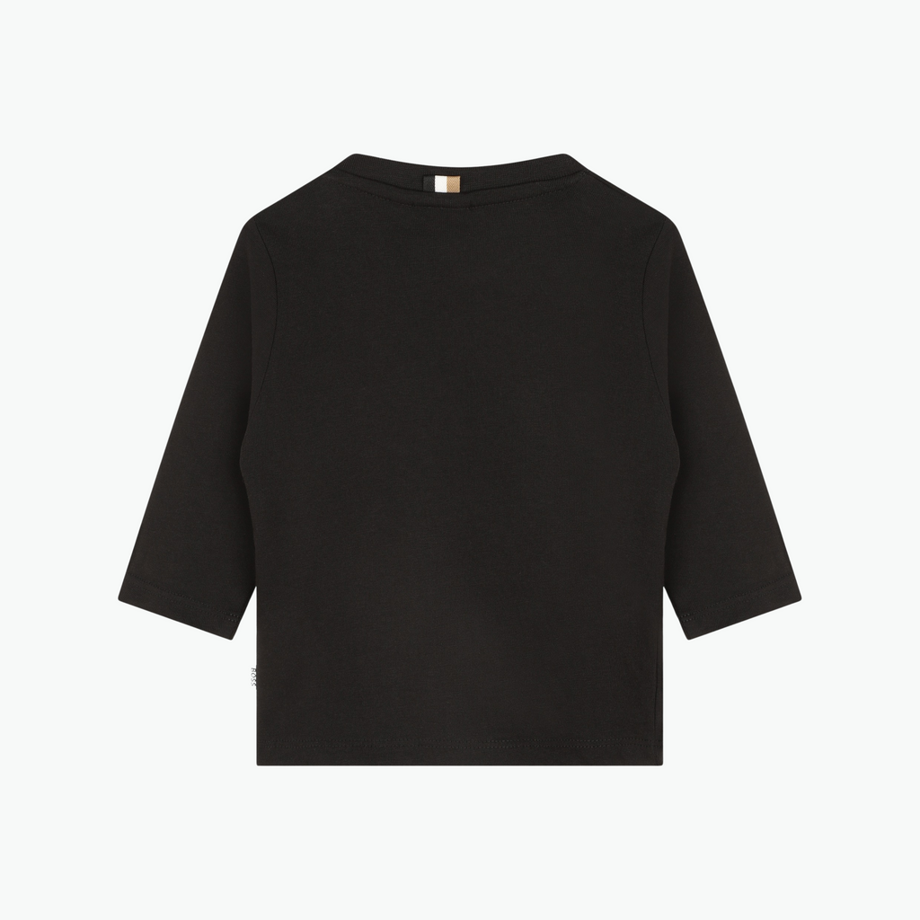 Boss Kids Long Sleeve Cotton T-shirt in Black