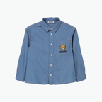 Moschino Kids Teddy Bear Cotton Denim Shirt in Blue