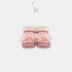 Mammyeve Baby Shoes 7 | Pink Flower Sock Booties | PreWalker | One Size