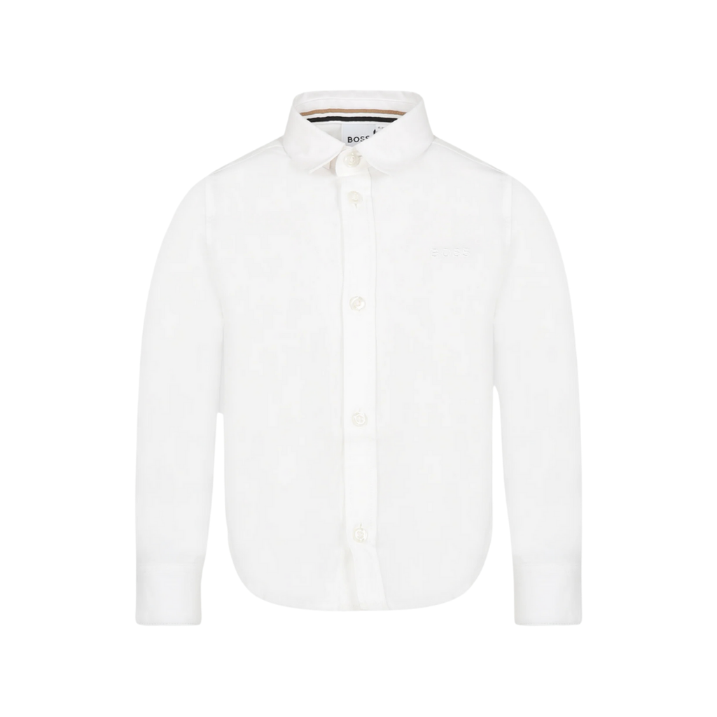Boss Kids Cotton Shirt in White, Blue
