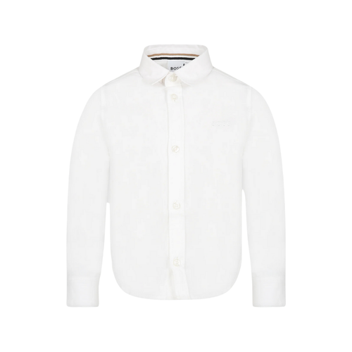 Boss Kids Cotton Shirt in White, Blue