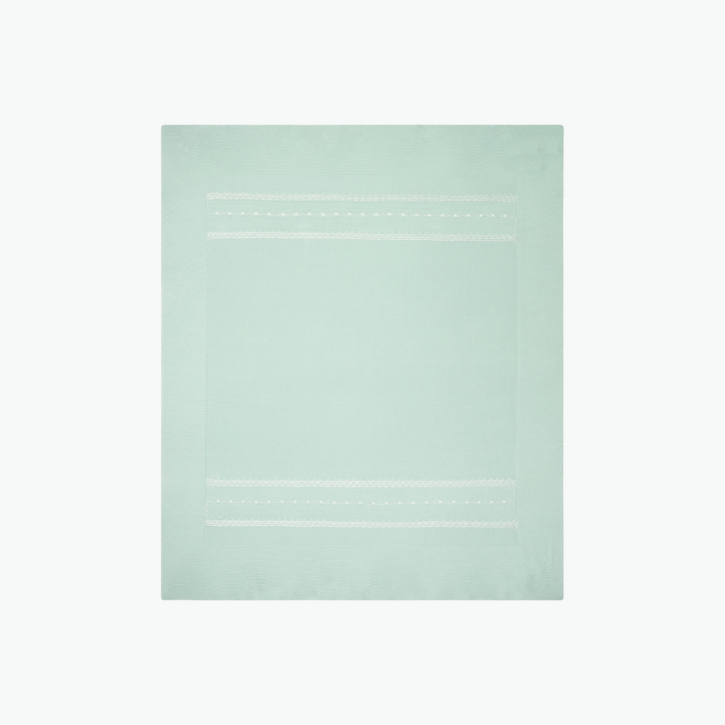 Paz Rodriguez Wool Knit Baby Blanket in Sage