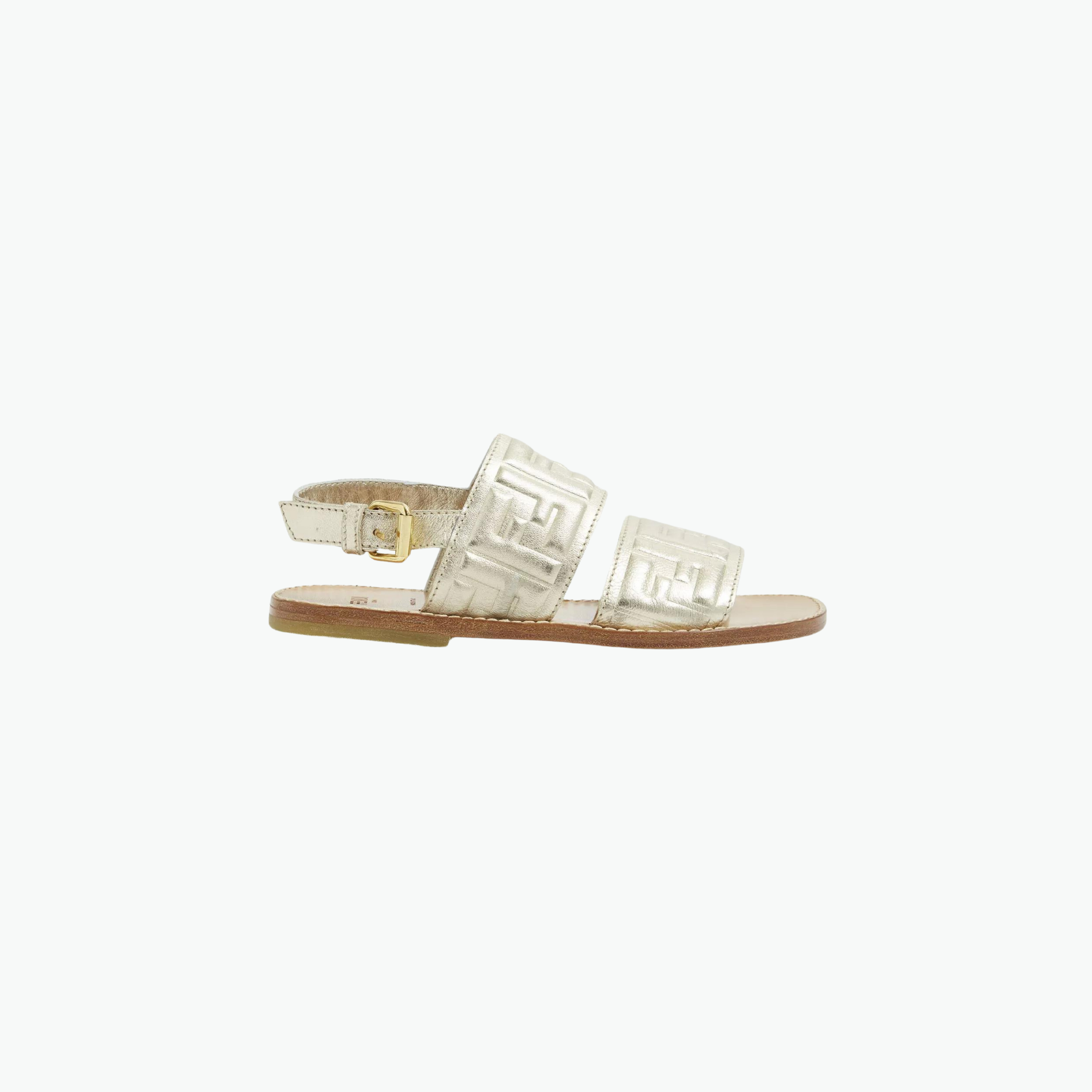 Fendi FF Nappa Leather Slingback Slide Sandals