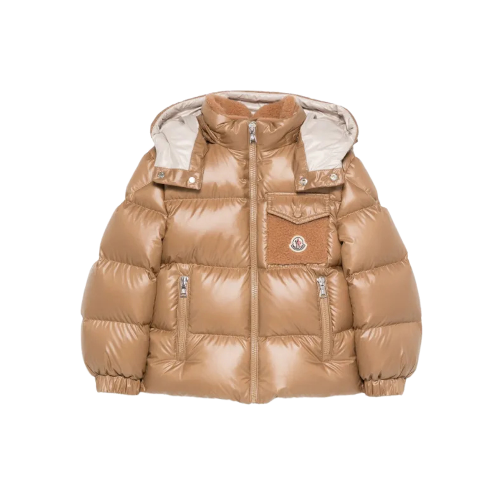 (PRE ORDER) Moncler Kids Yule Hooded Puffer Jacket in Brown