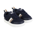 Boss Kids Lace-Up Navy Tricolour Stripes Sneakers