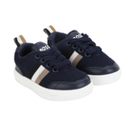 Boss Kids Lace-Up Navy Tricolour Stripes Sneakers