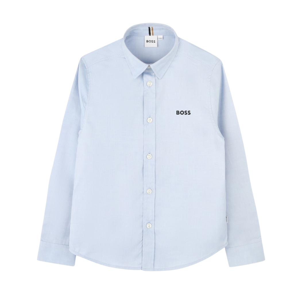 Boss Kids Cotton Shirt in White, Blue
