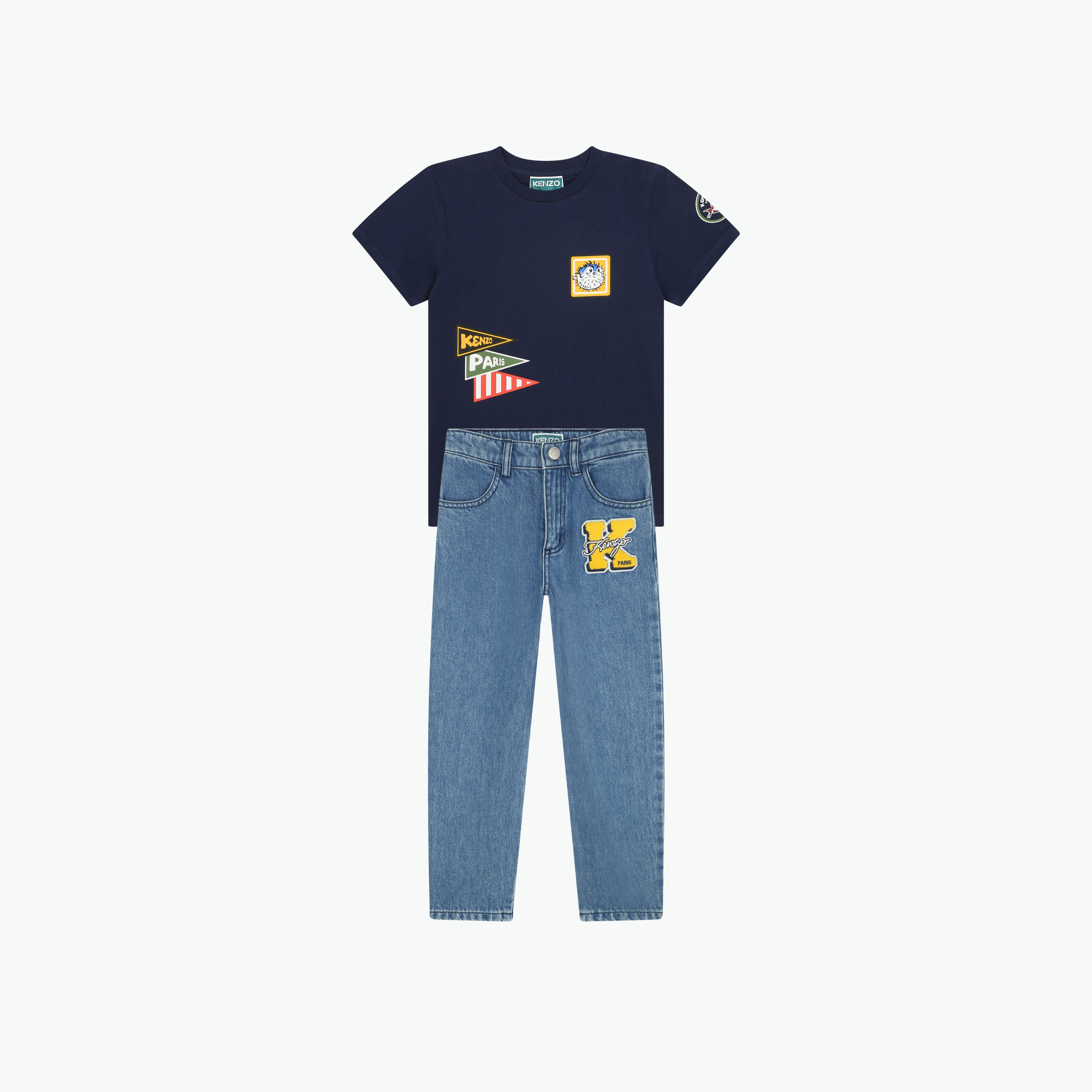 Kenzo Cotton T-shirt and Denim Trousers Set