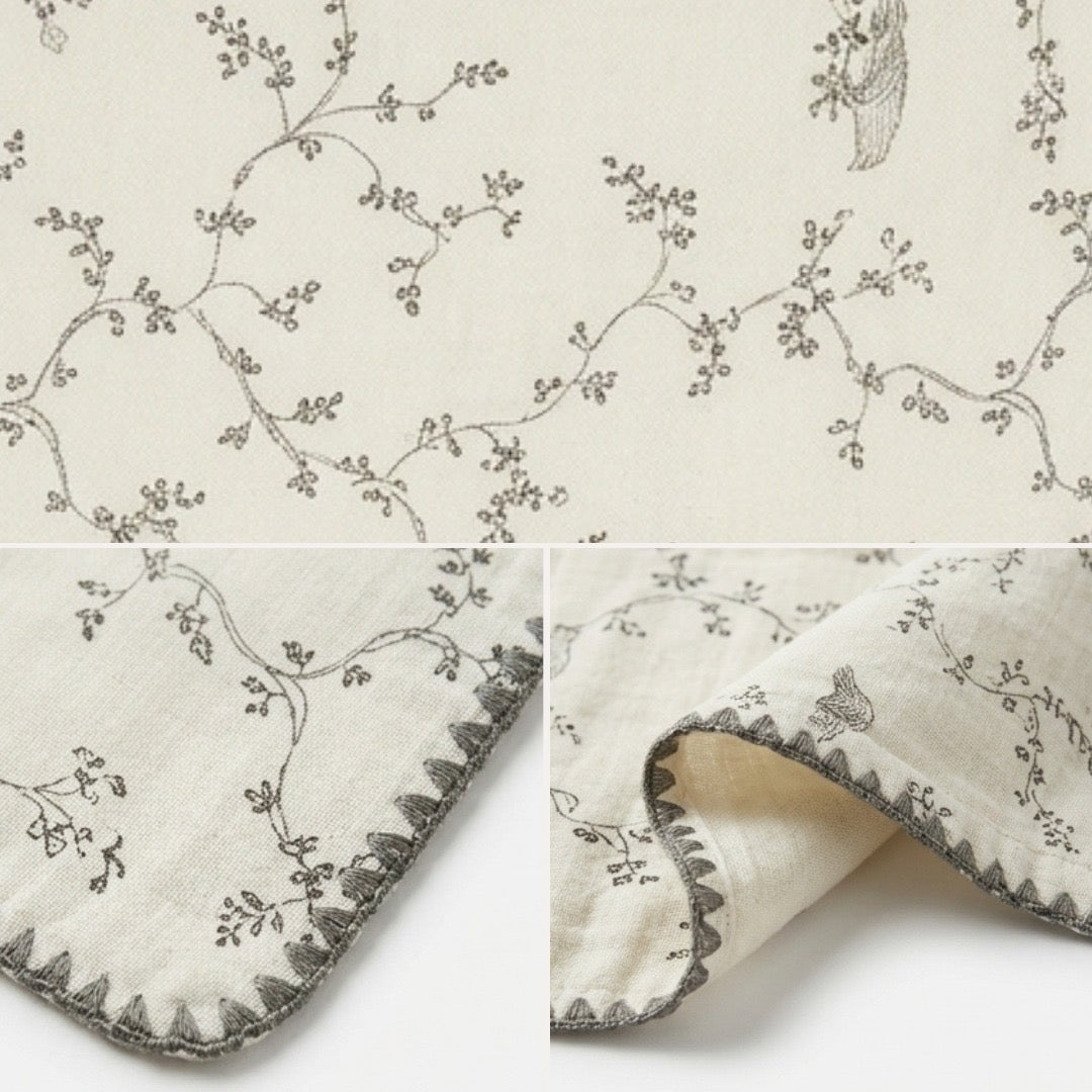 KEKEYO Blanket Cream and Grey Cotton