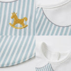 Kekeyo Baby Bibs - Blue Striped Rocking Horse Motif